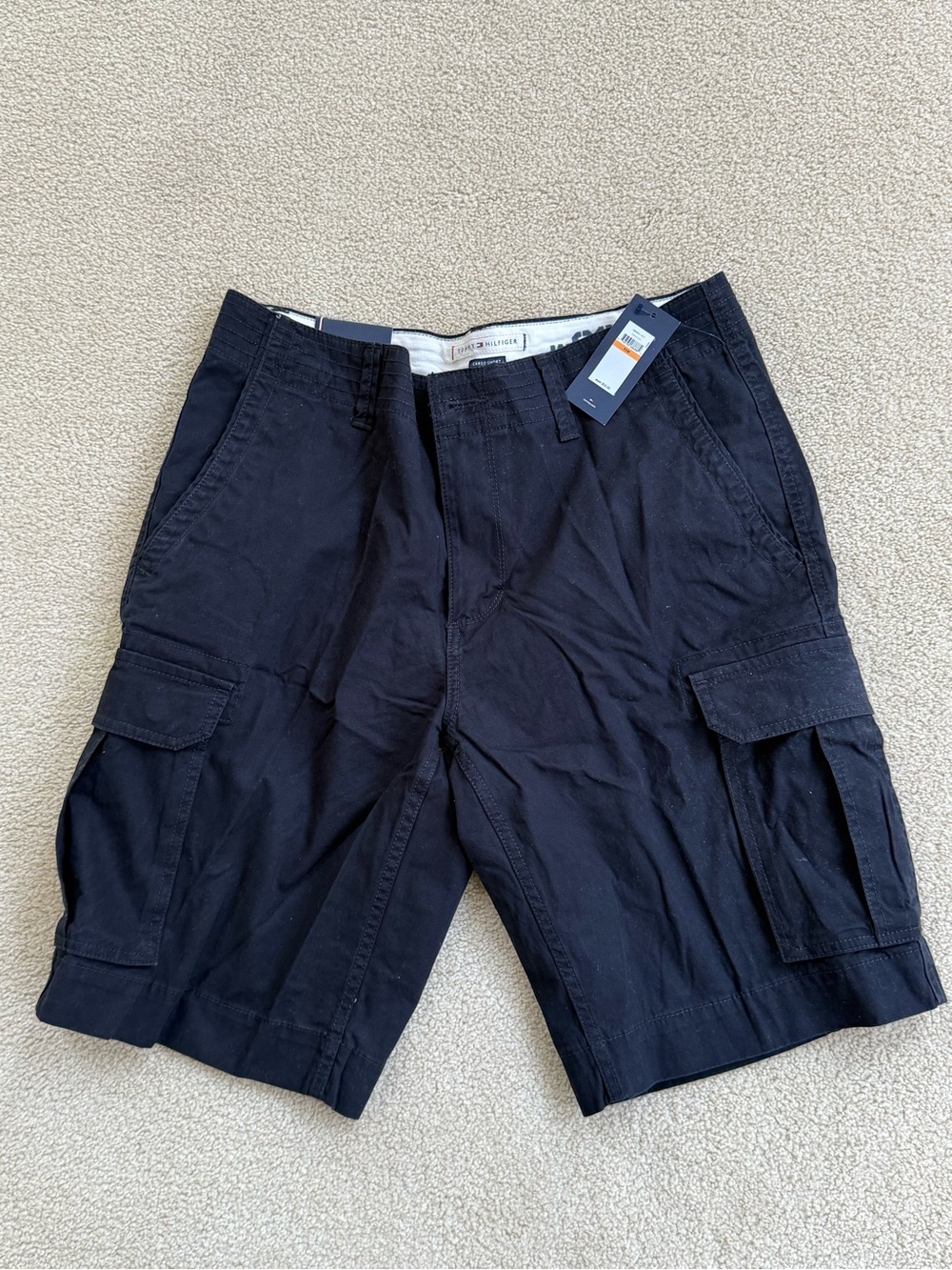 Tommy Hilfiger Black Cargo Shorts with Flap Pockets